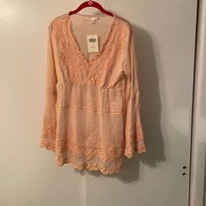 Boston Proper Peach Lace Tunic